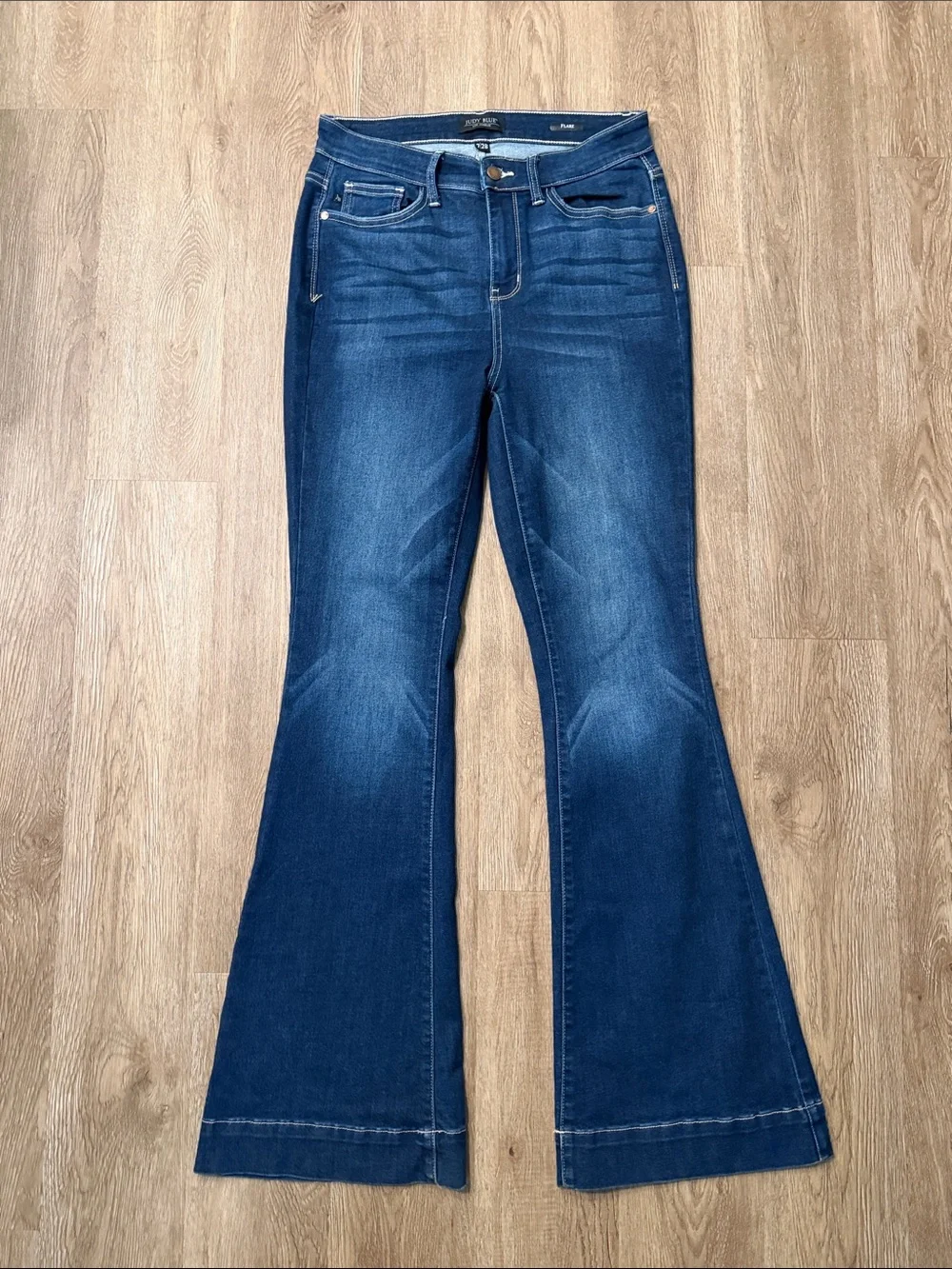 Judy Blue Mid Rise Classic Flare Jeans Size 7/28 Dark Wash Stretch Denim JB88262
